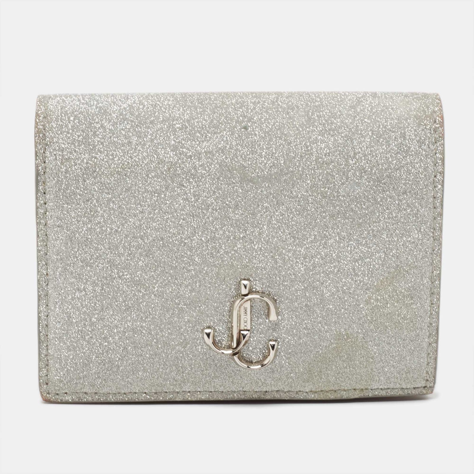 Jimmy Choo Silver Glitter Hanne Wallet