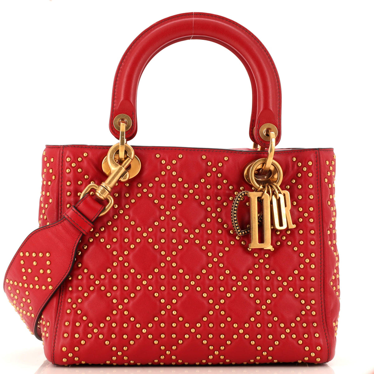 Christian Dior Supple Lady Dior Bag Cannage Studded Lambskin Medium