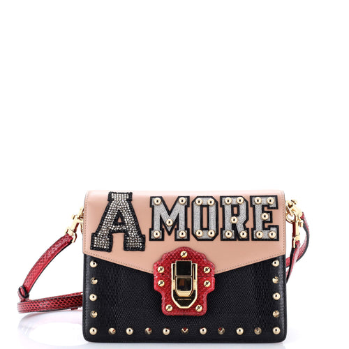 Lucia Shoulder Bag Embellished Leather and LIzard Embossed Leather with Python