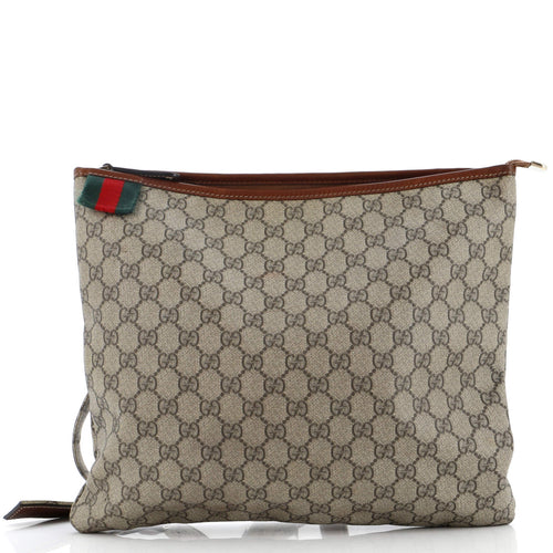 GUCCI Web Loop Flat Messenger GG Coated Canvas Large