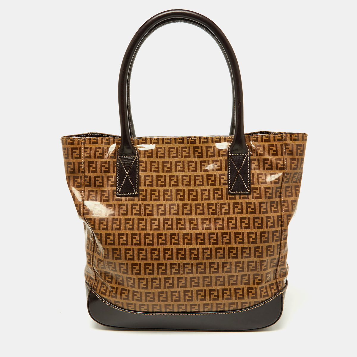 Fendi Beige/Brown Zucchino Coated Fabric and Leather Tote