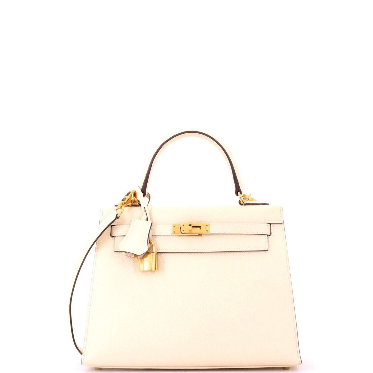 Herm?s Kelly Handbag Light Epsom with Gold Hardware 25