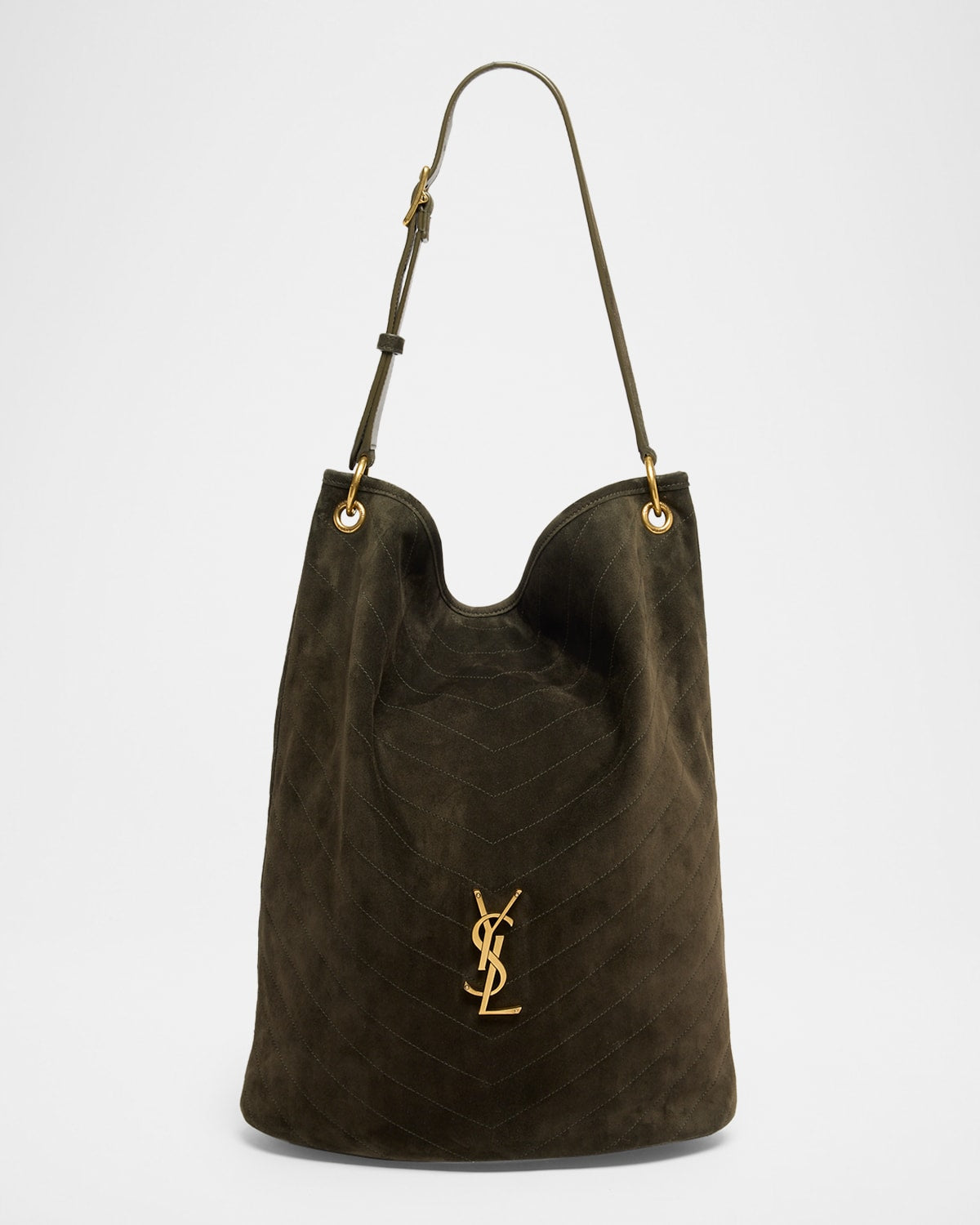 Saint Laurent Niki YSL Bucket Bag in Quilted Suede