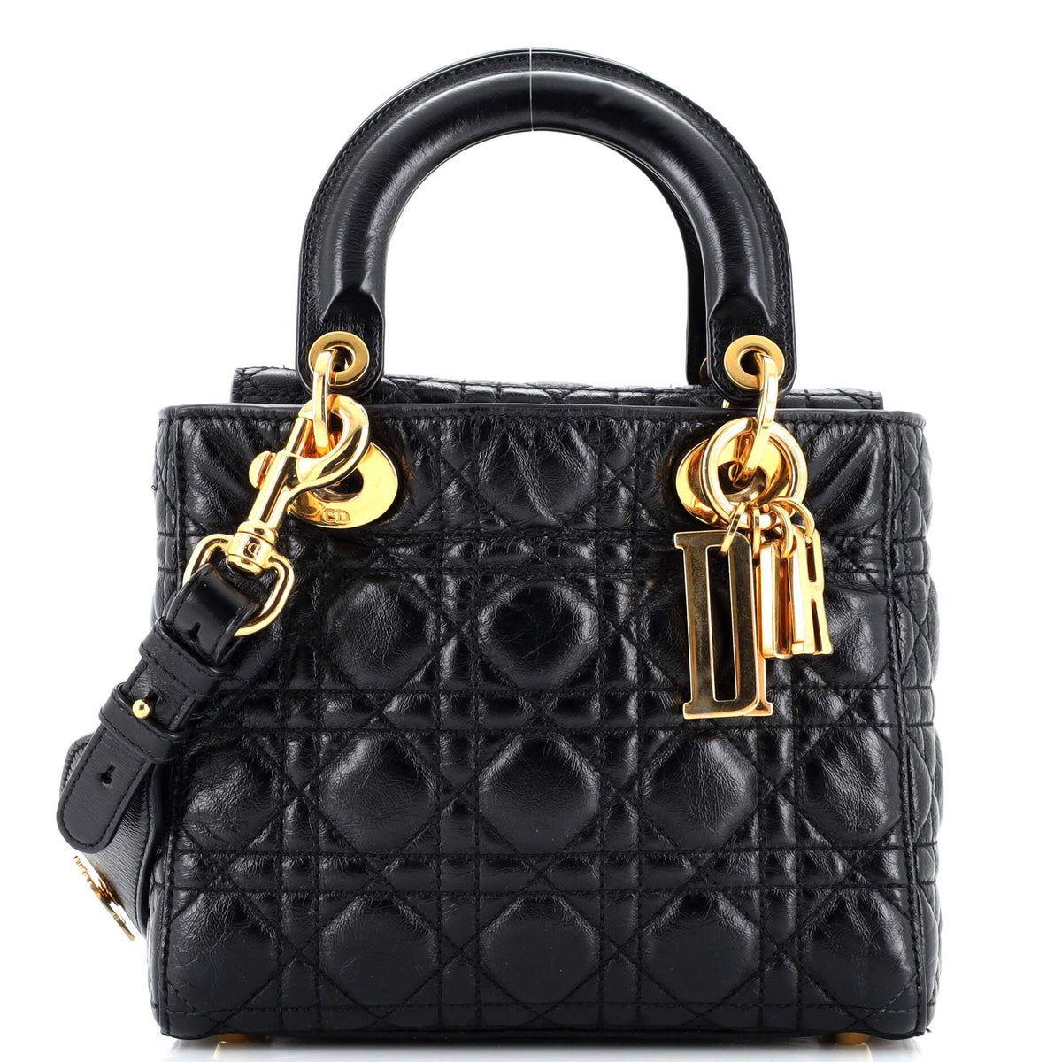 Christian Dior My Lady Dior Bag Cannage Quilted Crinkled Patent