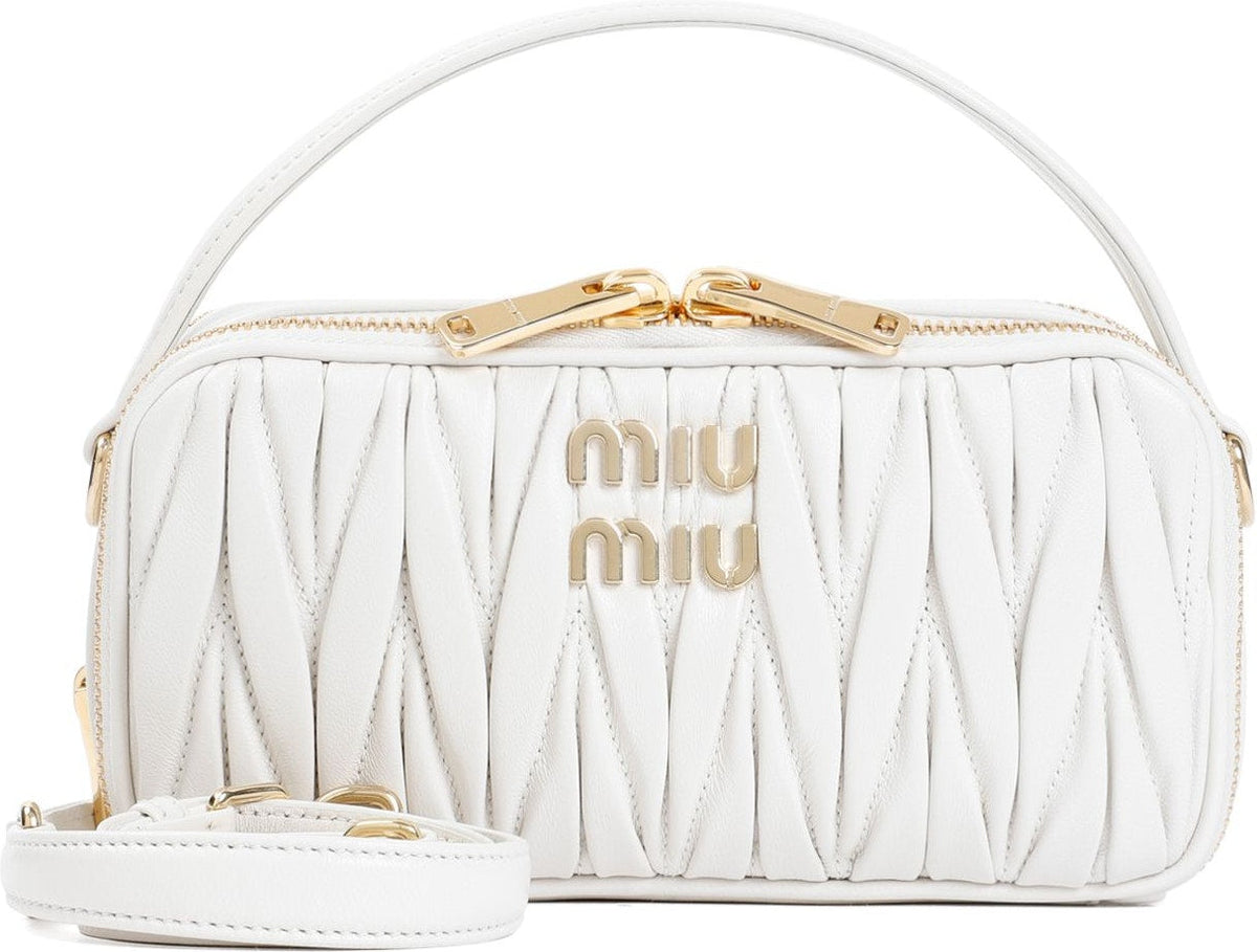 Miu Miu Women's Arcadie MatelassÃ© Leather Bag in White | Size UNICA | 5BH229VOOON88