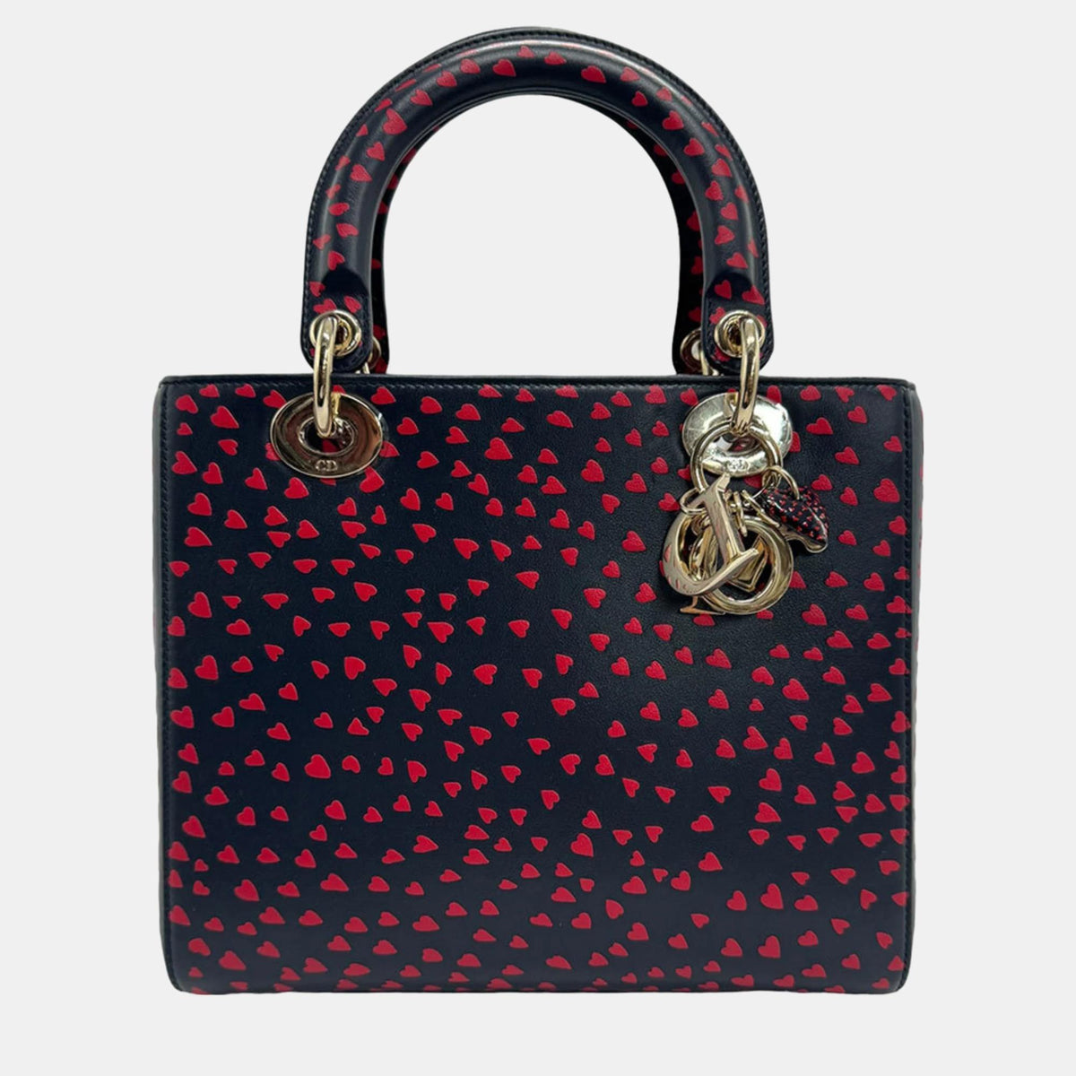 Dior Black/Red Leather Medium I Love Paris Lady Tote Bag