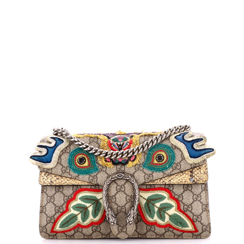 GUCCI Dionysus Bag Embroidered GG Coated Canvas with Python Small
