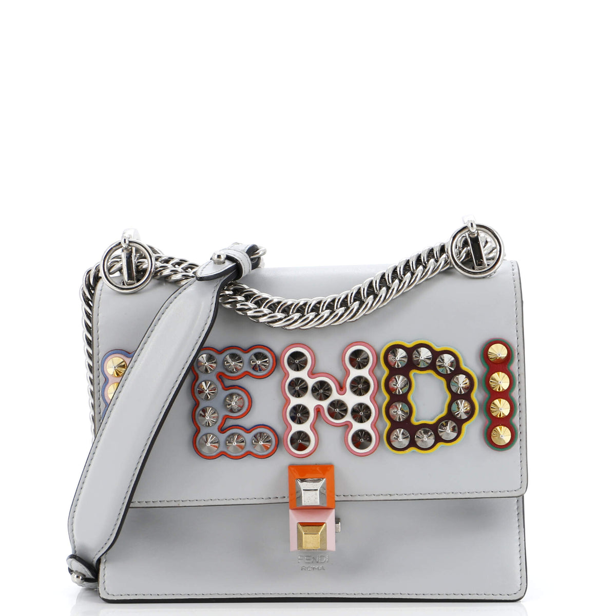 Fendi FENDI Kan I Bag Embellished Applique Leather Small