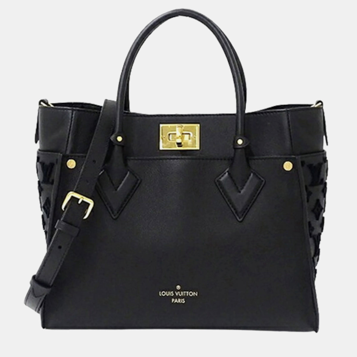 Louis Vuitton Black Calfskin Monogram Tufting On My Side Satchel Bag