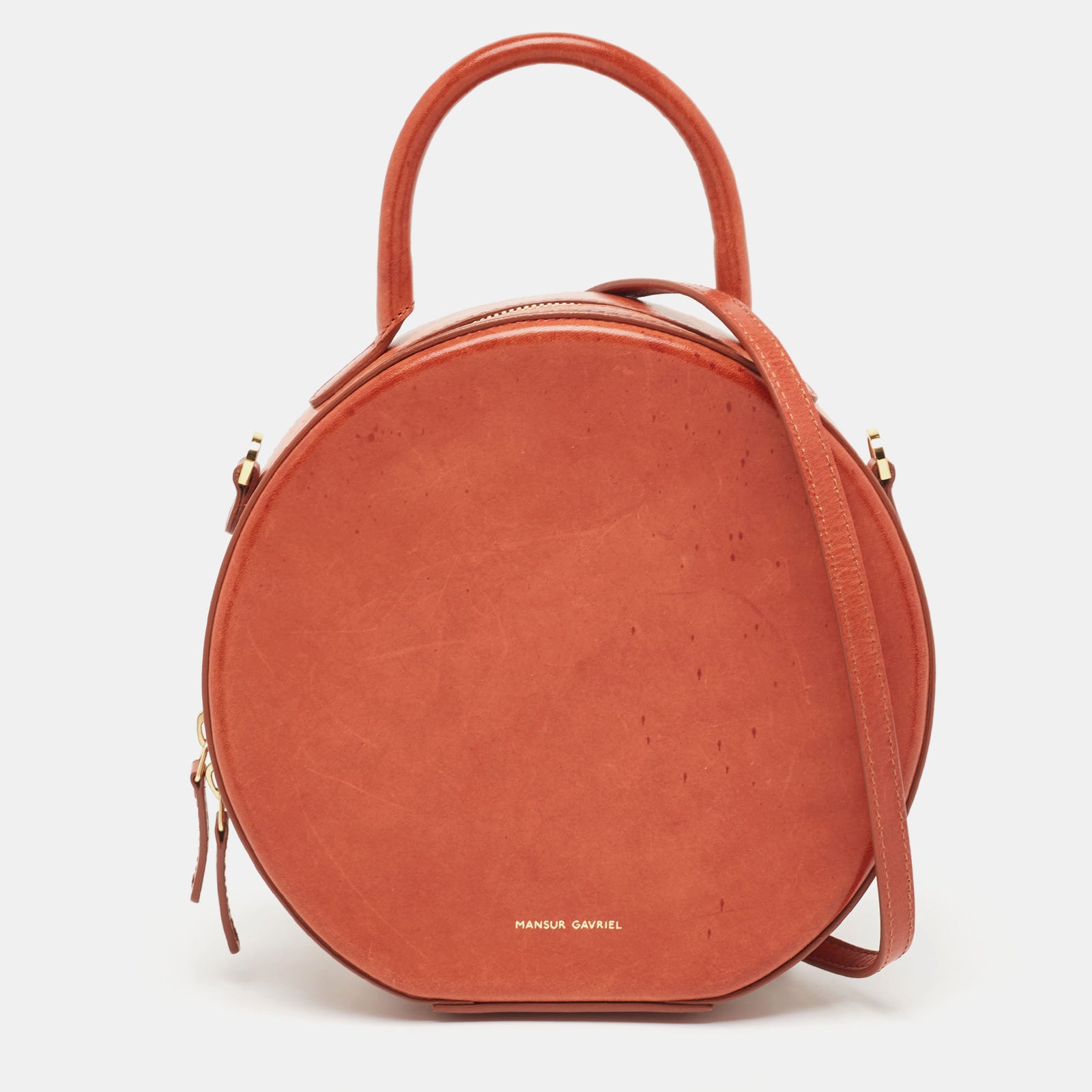 Mansur Gavriel Brown Leather Circle Crossbody Bag