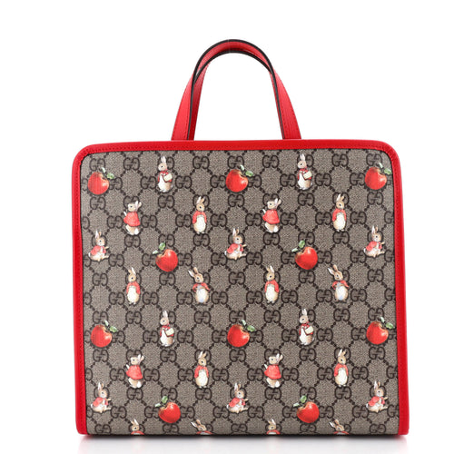 GUCCI x Peter Rabbit Kid's Tote Printed GG Coated Canvas