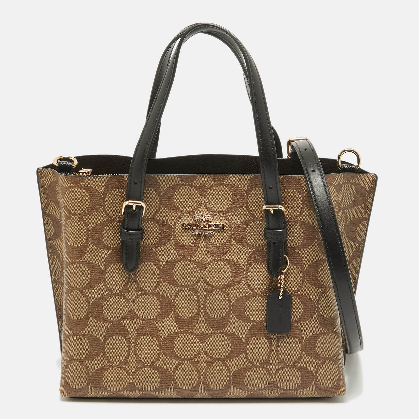 Coach Beige/Black Signature Coated Canvas and Leather Molly 25 Tote