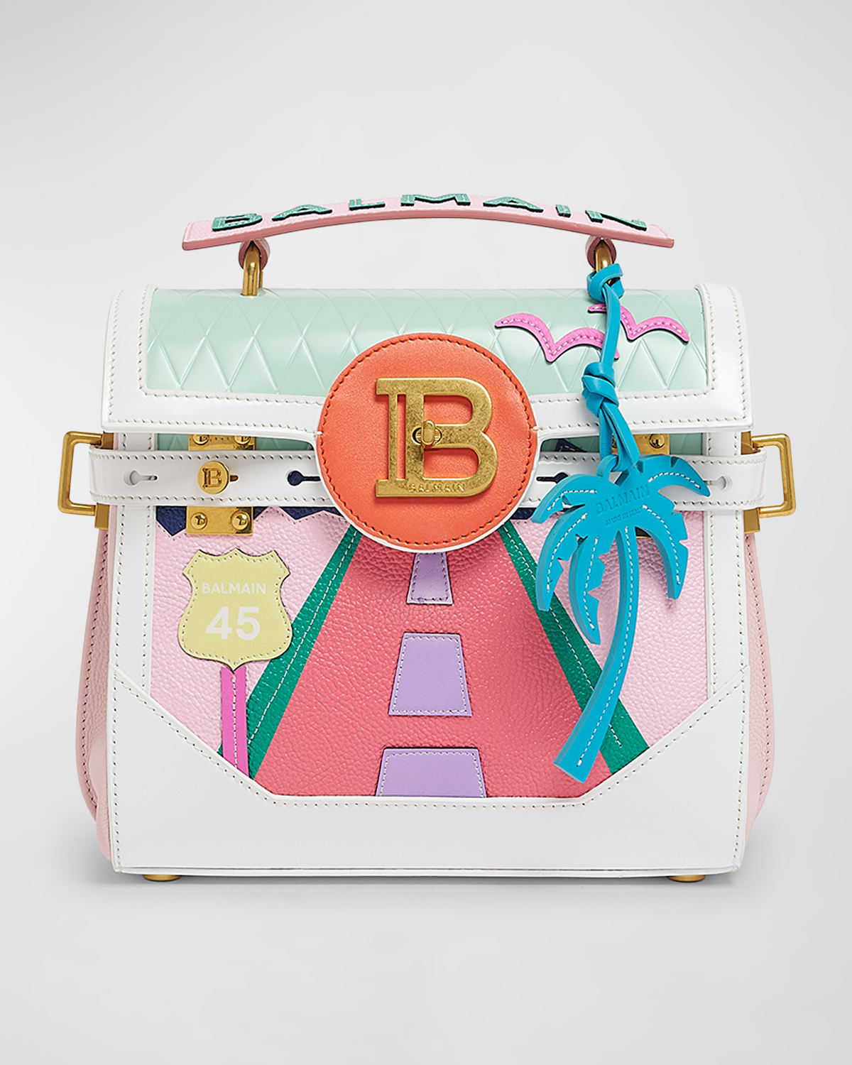 Balmain BBuzz 23 Top-Handle Bag in Patchwork Leather