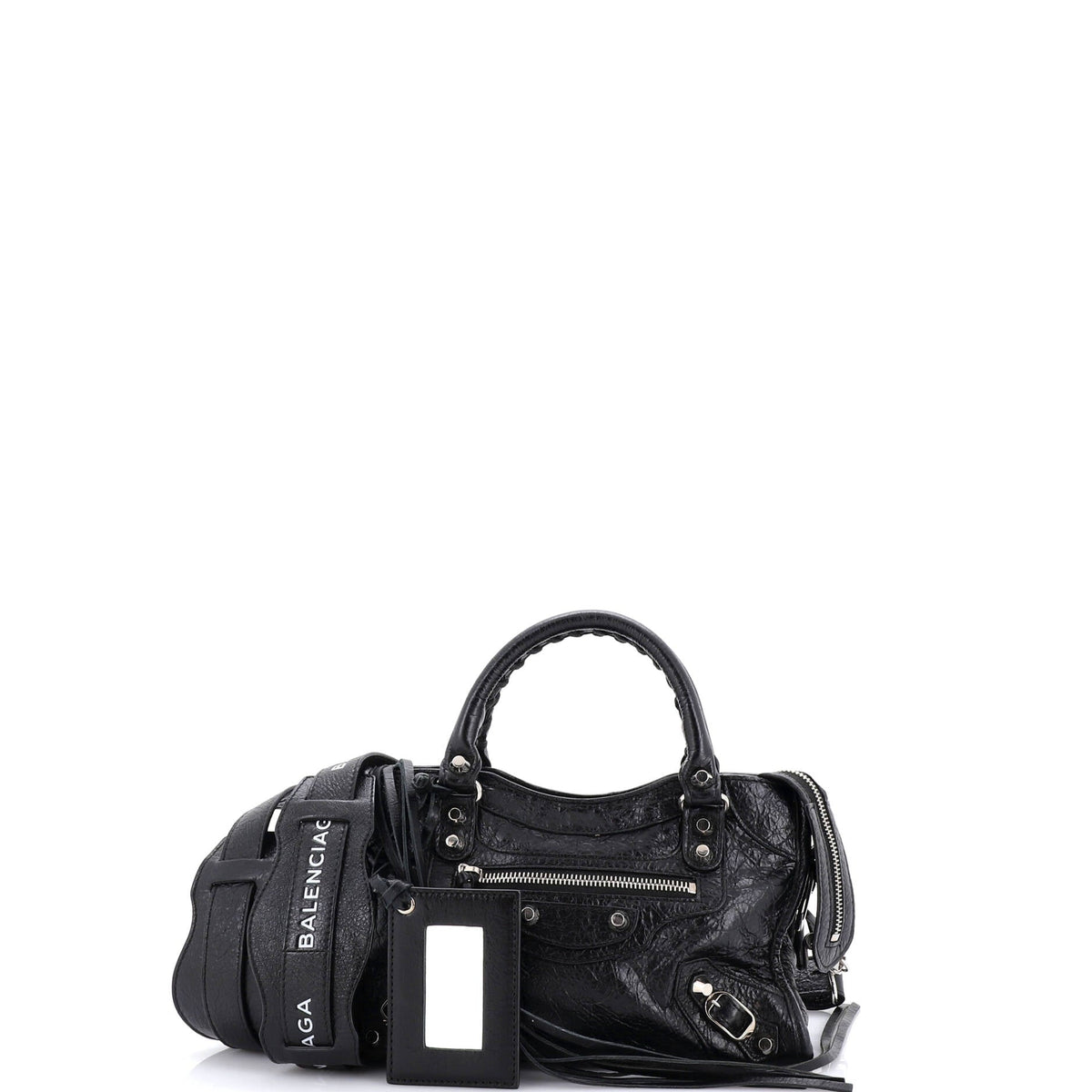 Balenciaga Logo Strap City Classic Studs Bag Leather Mini