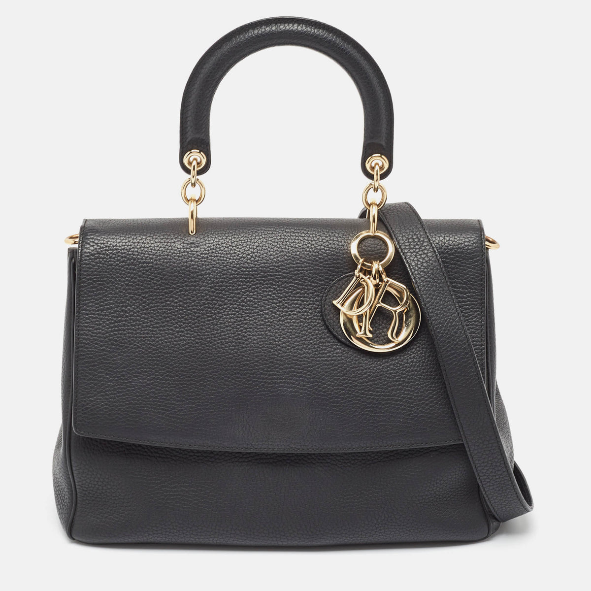 Dior Black Leather Medium Be Flap Bag