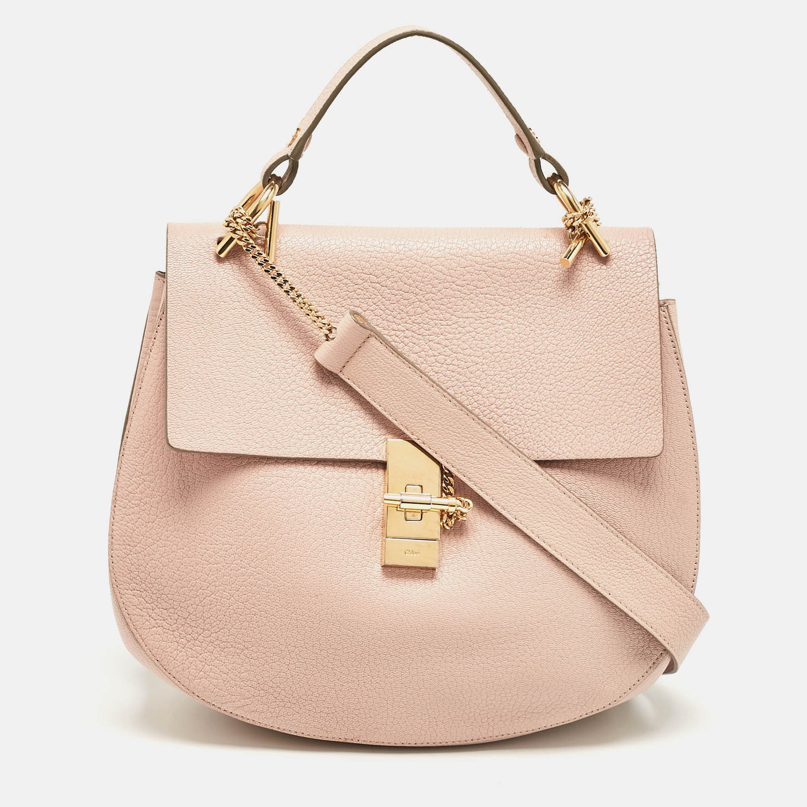 Chloe Pink Leather Large Drew Shoulder Bag