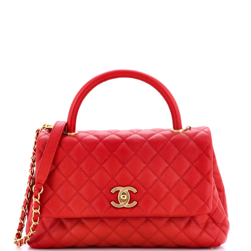 CHANEL Coco Top Handle Bag Quilted Caviar Small