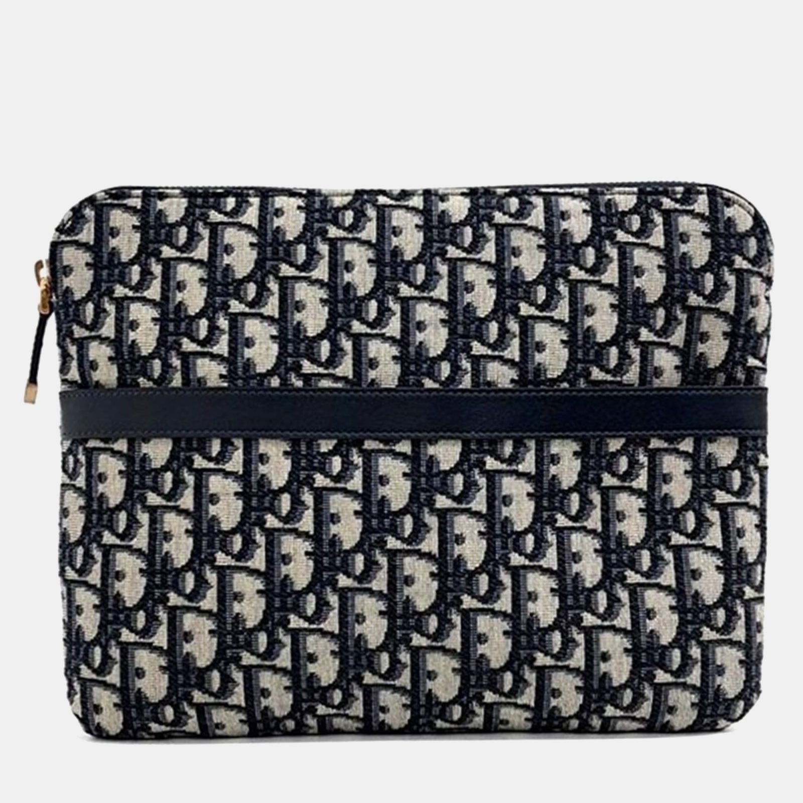 Dior Pochette de voyage zippée en toile oblique neutre chrétienne