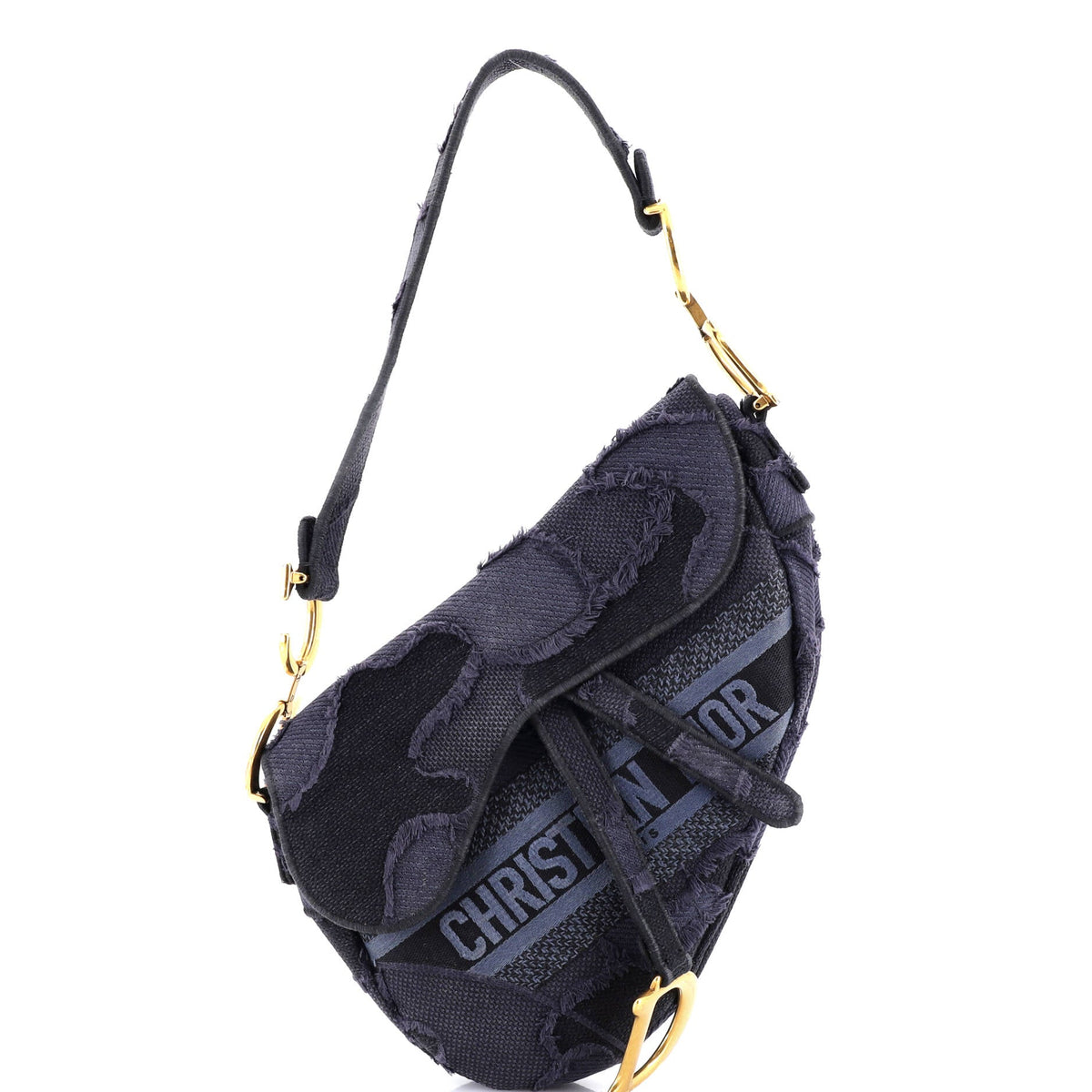 Christian Dior Saddle Handbag Camouflage Embroidered Canvas Medium