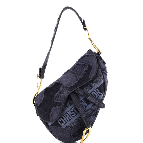 Saddle Handbag Camouflage Embroidered Canvas Medium