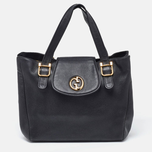Black Pebbled Leather 1973 Tote