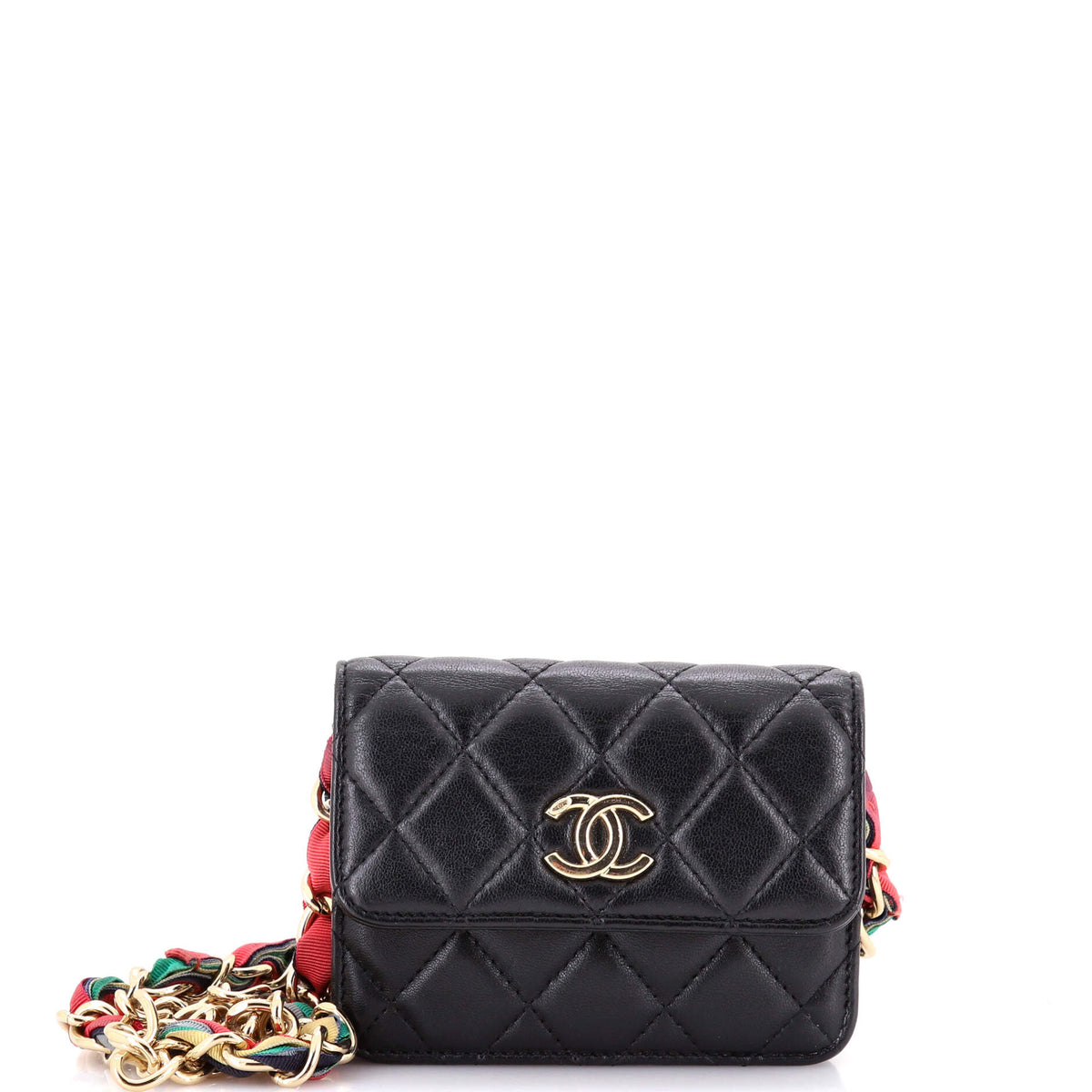 Chanel CHANEL Ribbon Chain Belt Bag Quilted Lambskin