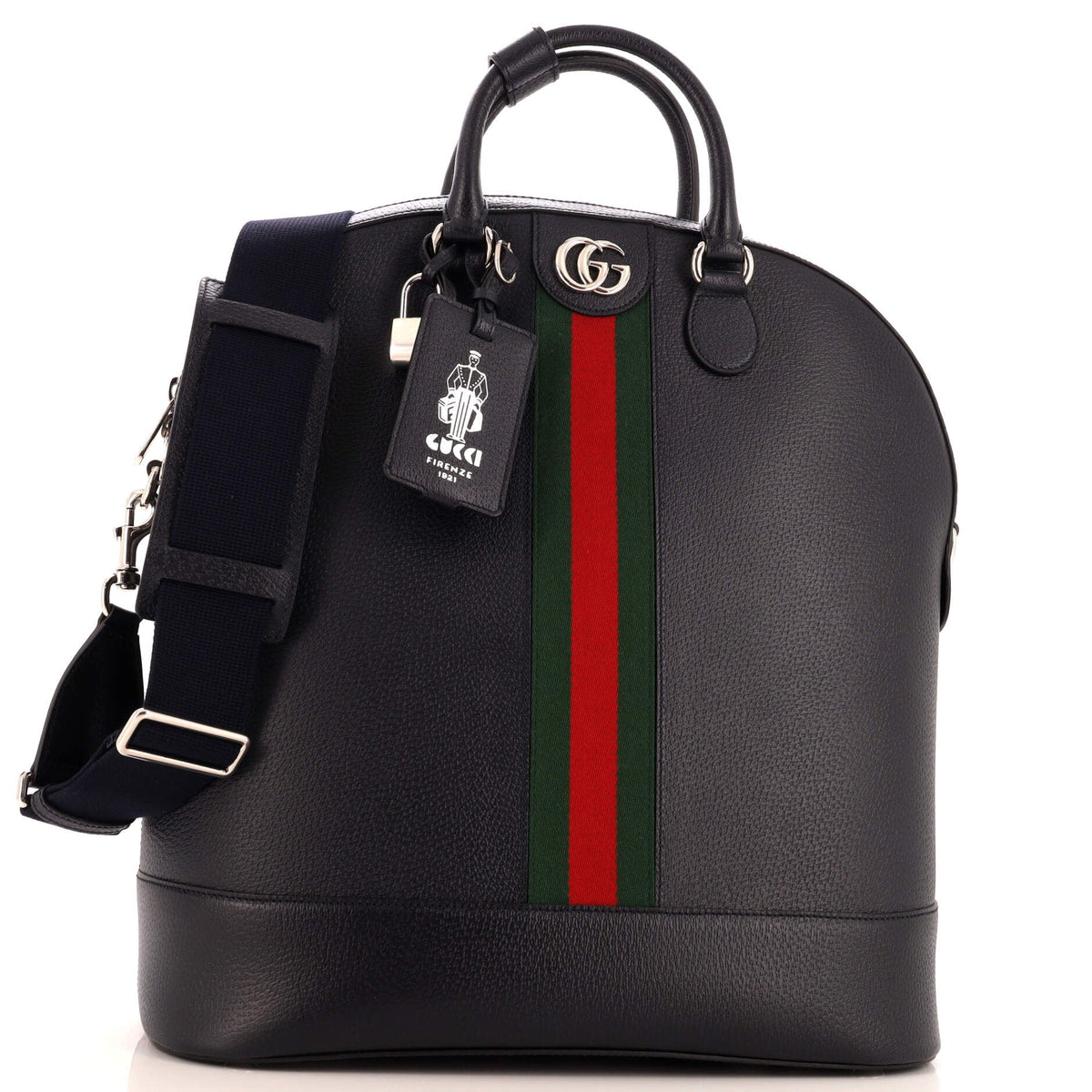 Gucci GUCCI Savoy Web Bowling Tote Leather Small