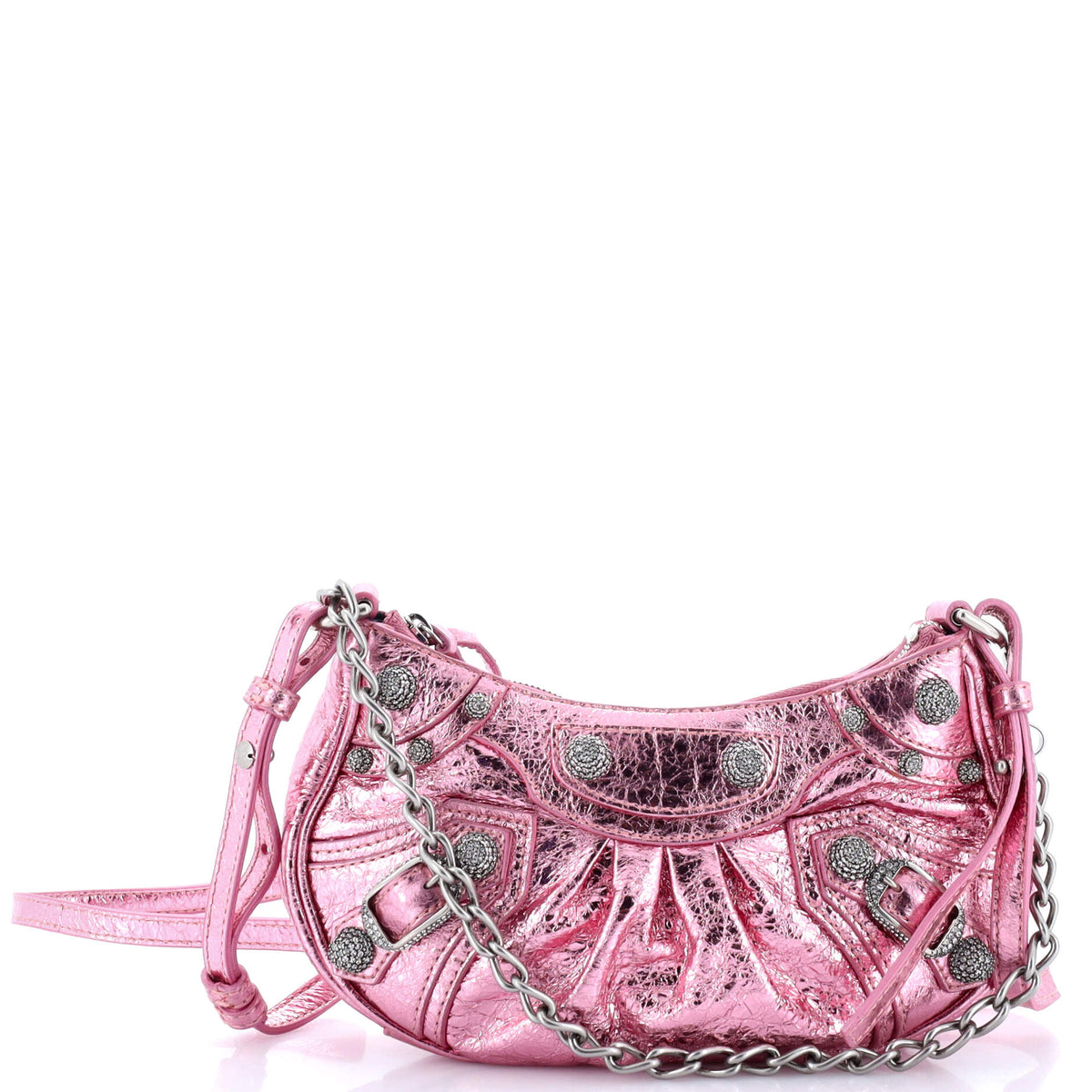 Balenciaga Le Cagole Giant Studs Shoulder Bag Leather with Crystals Mini