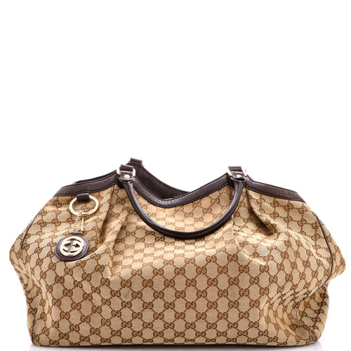 GUCCI Sukey Tote GG Canvas with Leather Large