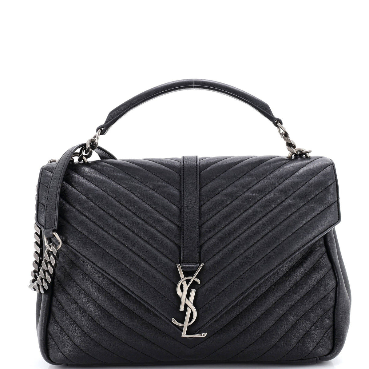 Saint Laurent Classic Monogram College Bag Matelasse Chevron Leather Large