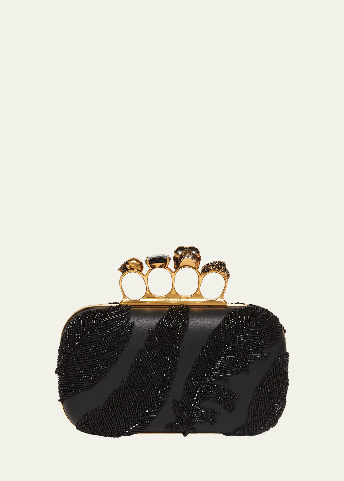 Alexander Mcqueen The Skull Four-Ring Crystal Clutch Bag