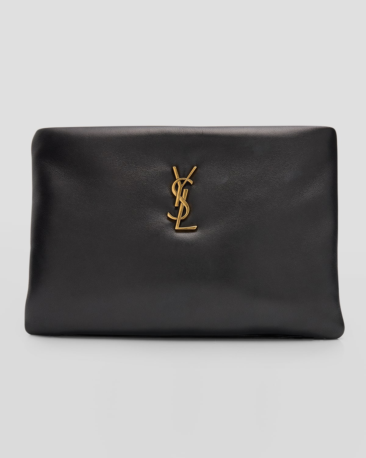 Saint Laurent Calypso Small YSL Clutch Bag in Smooth Padded Leather