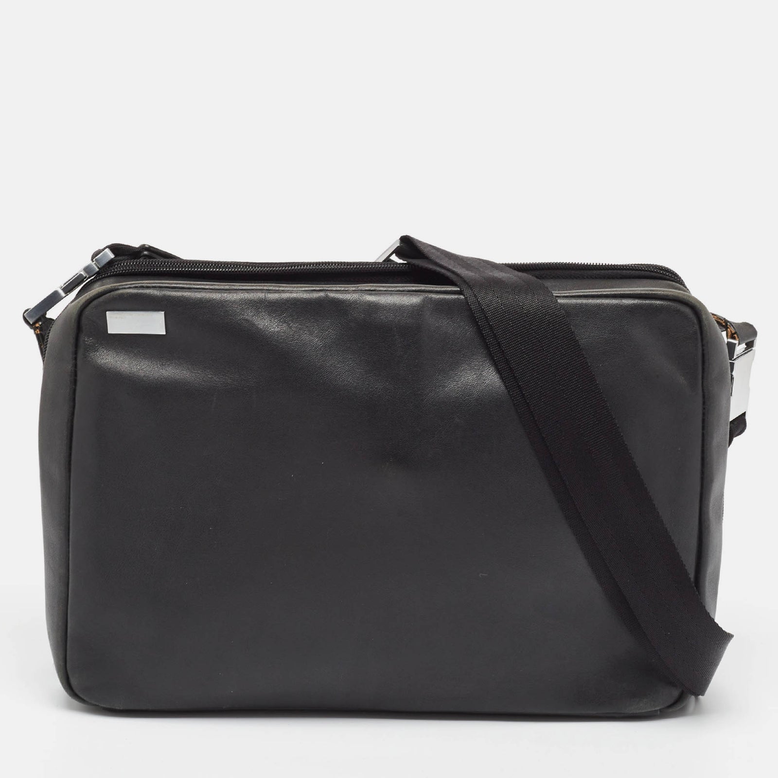 Porsche Design Black Leather Zip Laptop Bag