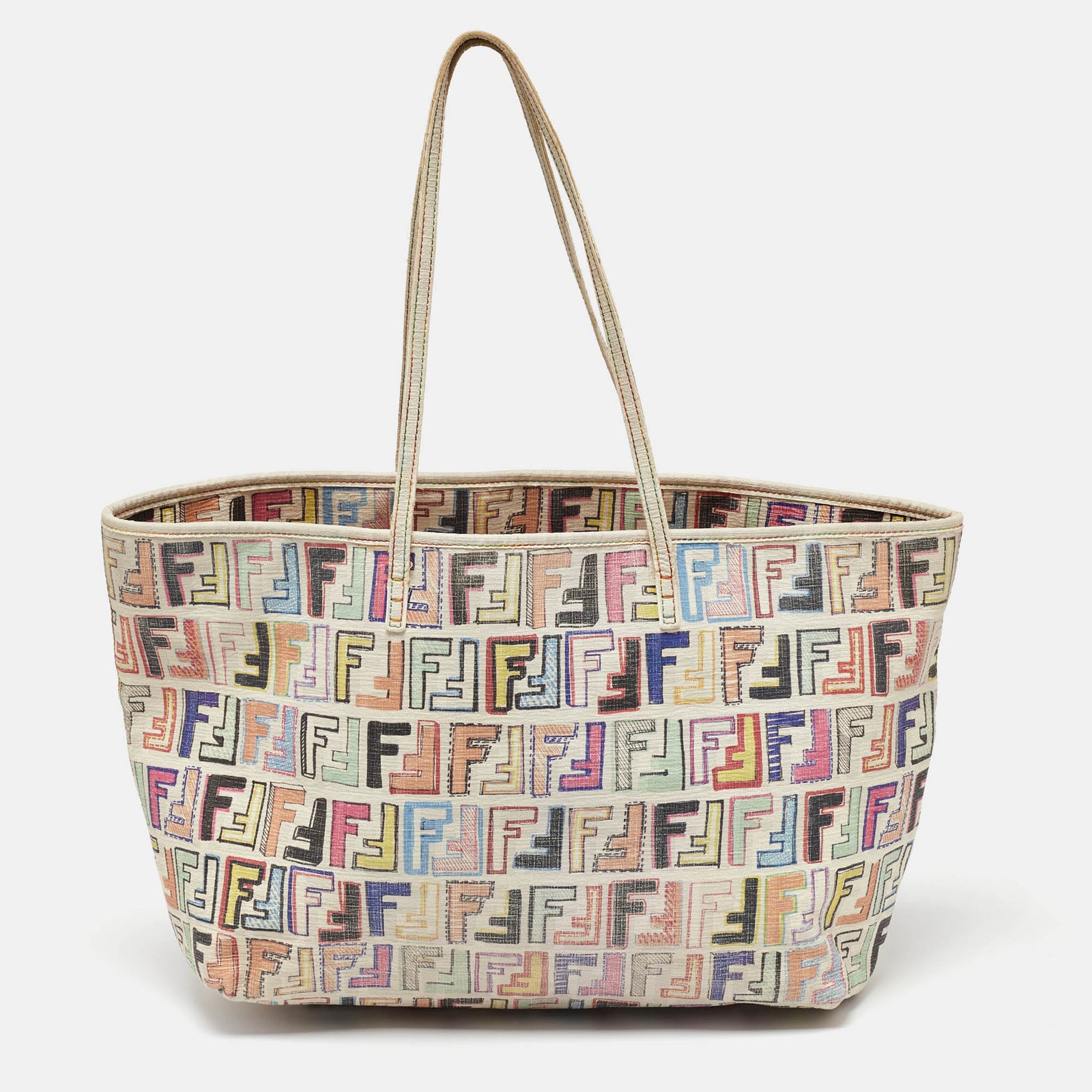 Fendi Multicolor Zucca Coated Canvas Large Roll Tote