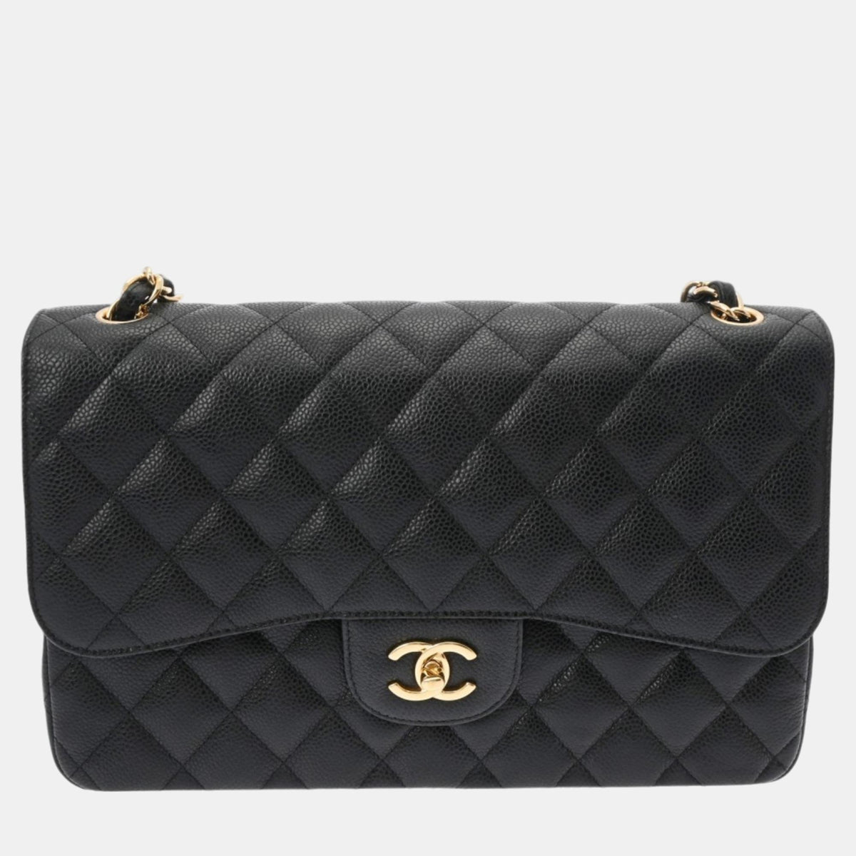 Chanel Black Caviar Skin Matelasse Chain Shoulder Bag 30cm