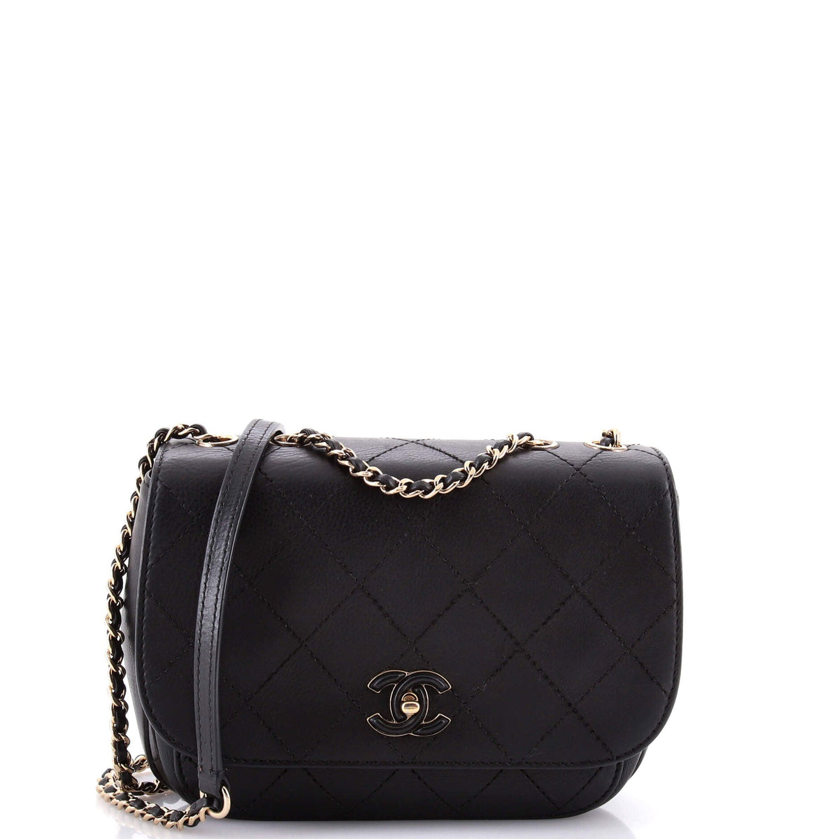 Chanel CHANEL Enamel CC Chain Flap Bag Stitched Calfskin Small