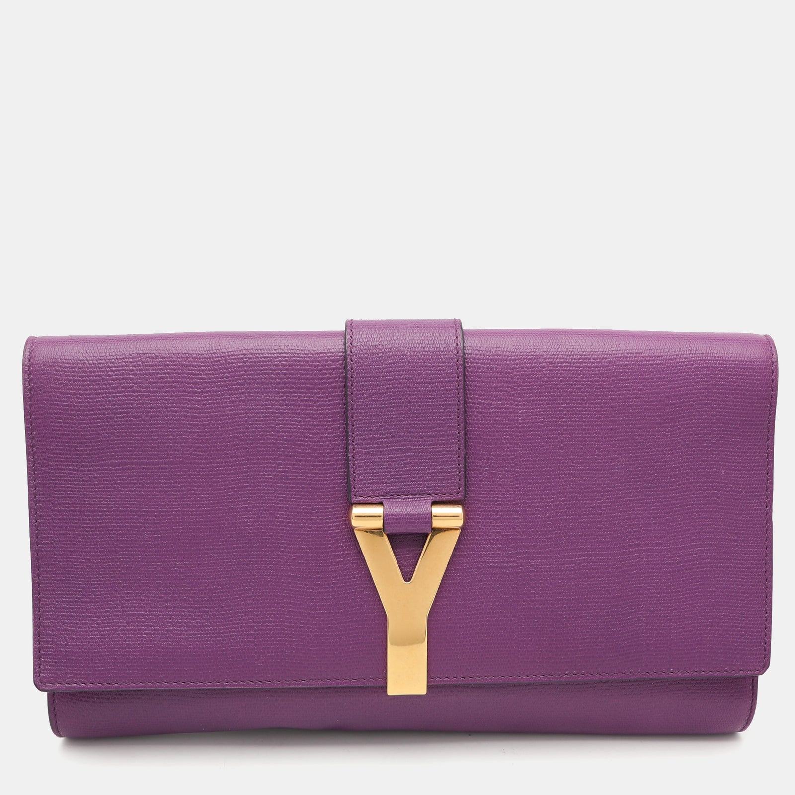 Yves Saint Laurent Purple Leather Y-Ligne Clutch