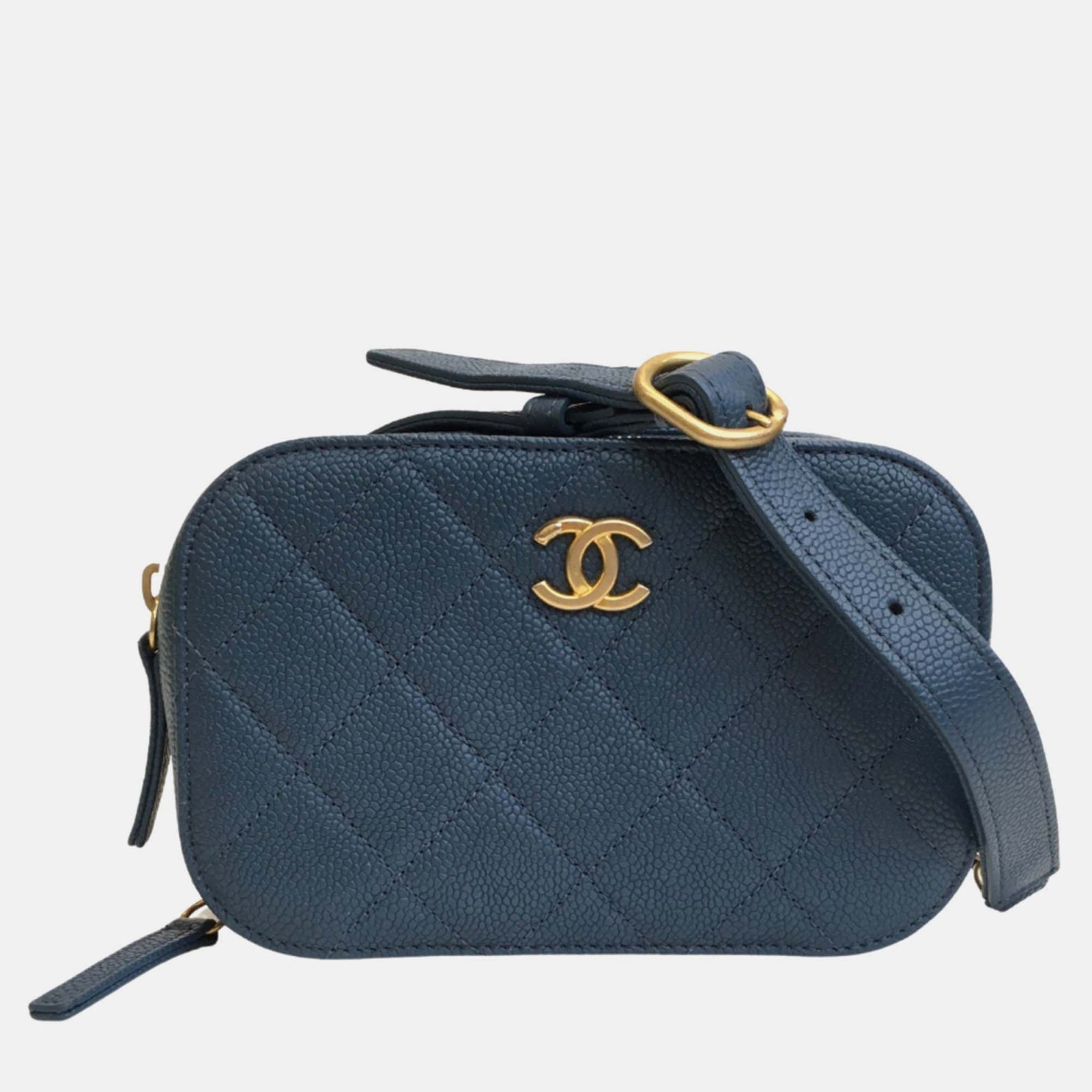 Chanel Sac ceinture en cuir caviar bleu