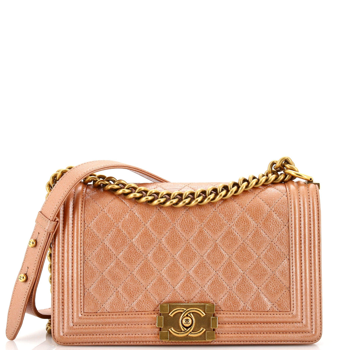 Chanel CHANEL Boy Flap Bag Quilted Metallic Calfskin Old Medium