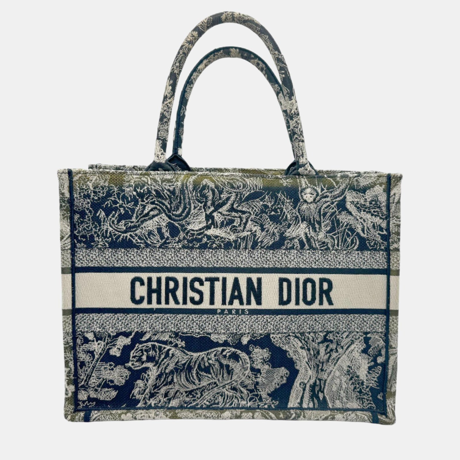 Dior Sac fourre-tout moyen en toile bleu marine/blanc cassé pour femme