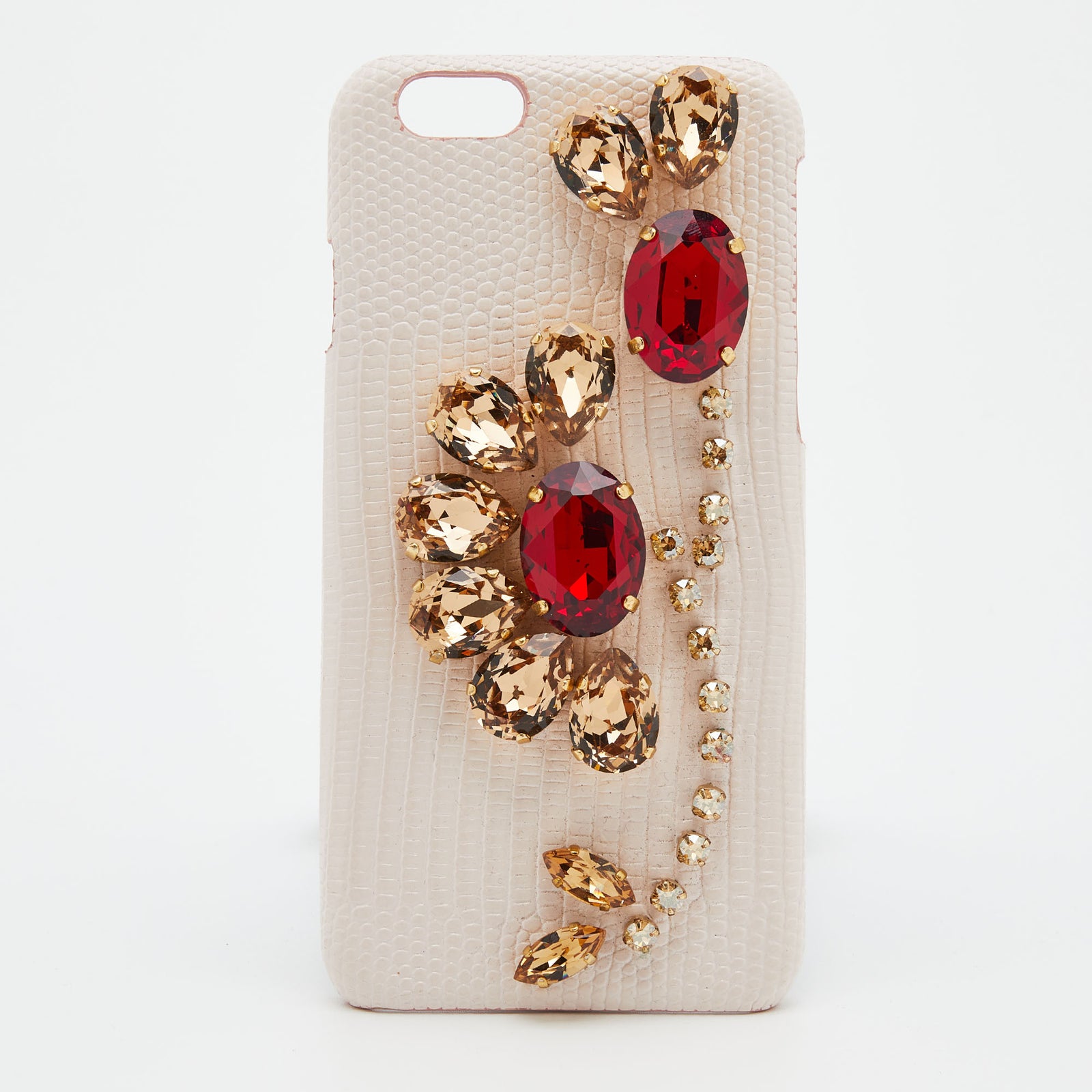 Dolce & Gabbana Pink Lizard Embossed Leather Crystal Embellished iPhone 6 Case