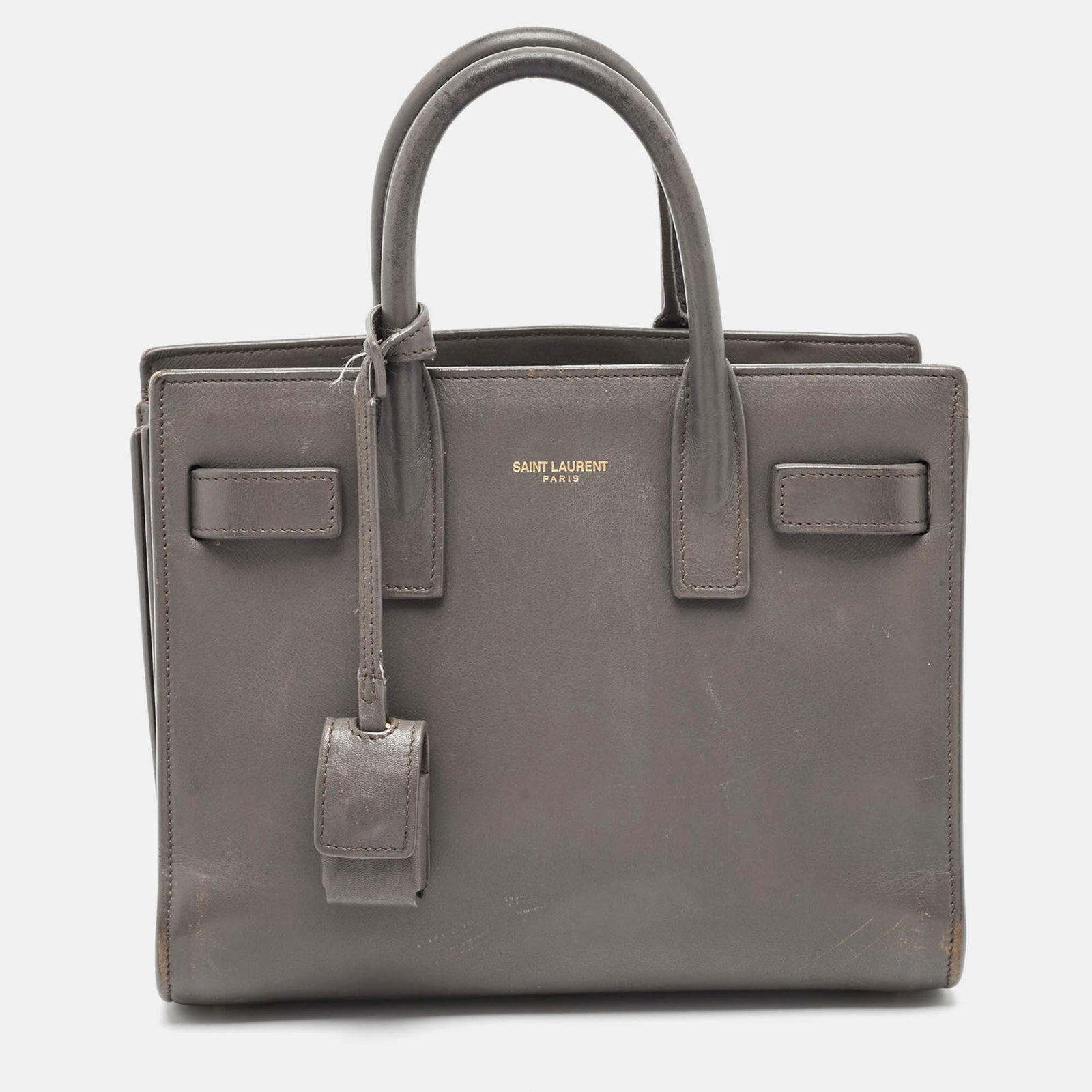 Saint Laurent Paris Saint Laurent Grey Leather Nano Classic Sac De Jour Tote