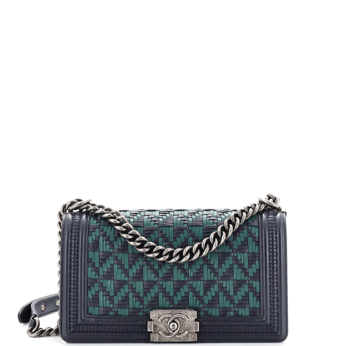 Chanel CHANEL Boy Flap Bag Woven Calfskin Old Medium