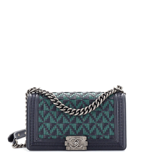 CHANEL Boy Flap Bag Woven Calfskin Old Medium