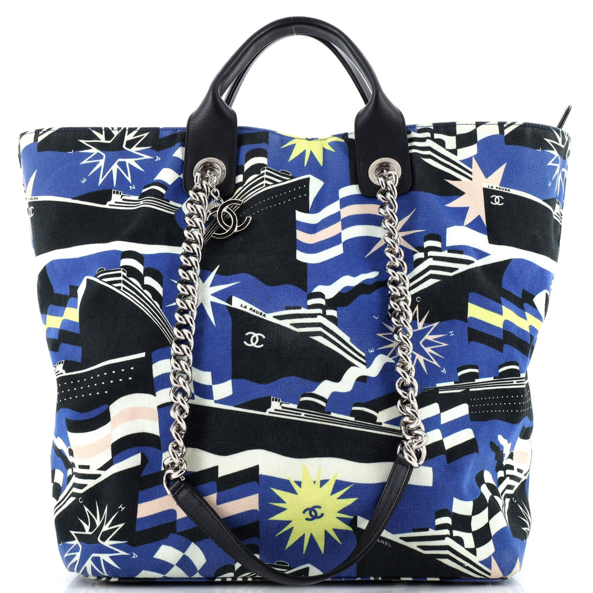 Chanel CHANEL La Pausa Bay Shopping Tote Printed Canvas Large