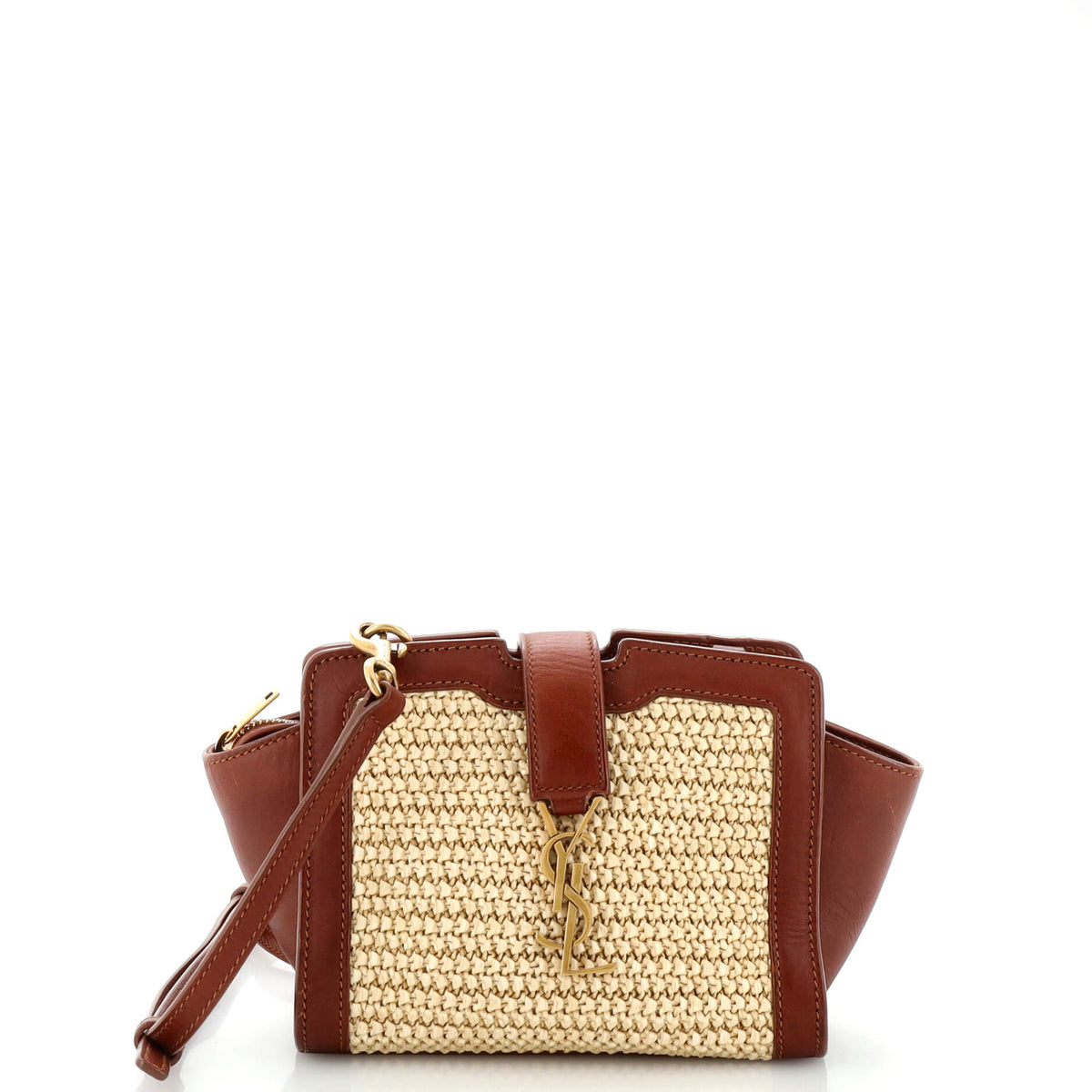 Saint Laurent Monogram Cabas Downtown Raffia and Leather Toy