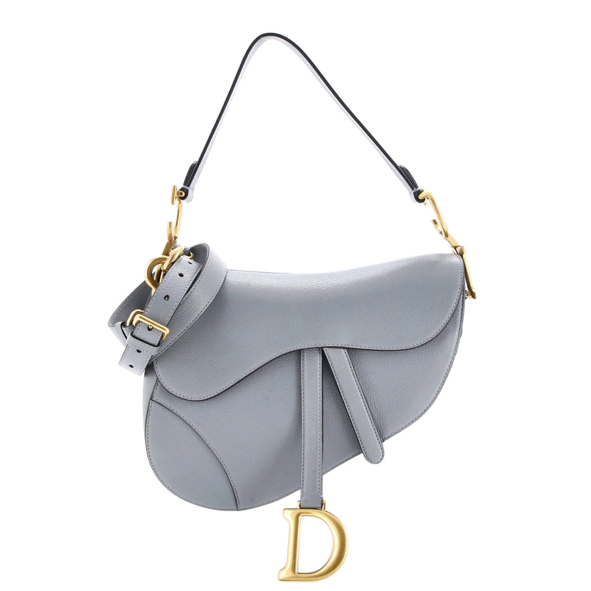 Christian Dior Saddle Handbag with Strap Leather Medium