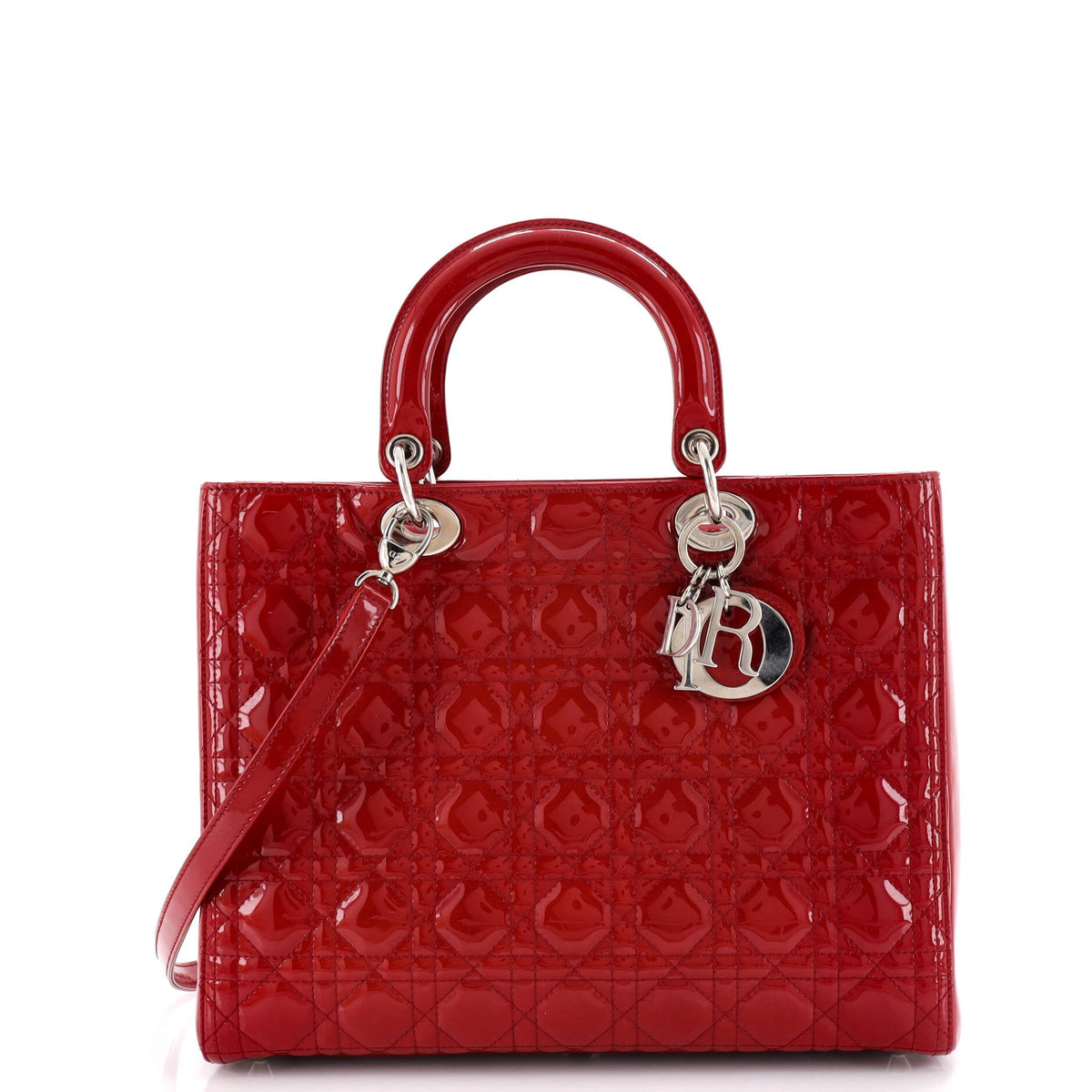 Christian Dior Lady Dior Bag Cannage Quilt Patent Large