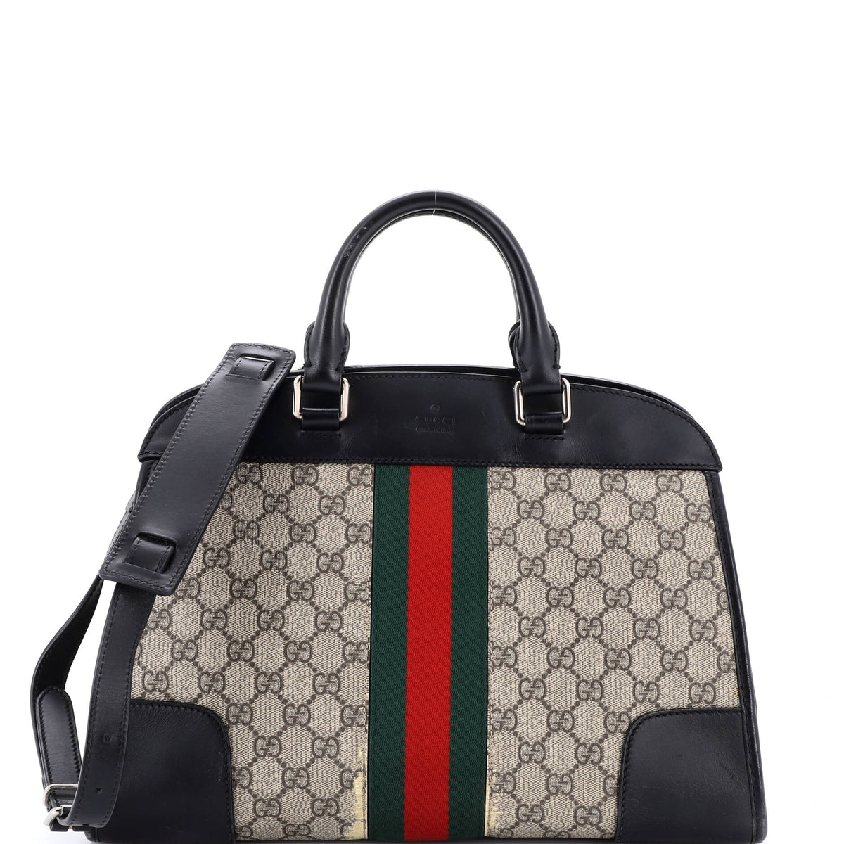 Gucci GUCCI Web Convertible Duffle Tote GG Coated Canvas Medium
