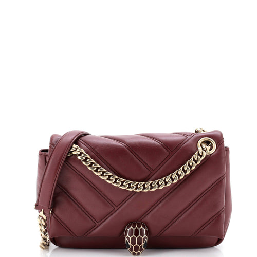 BVLGARI Serpenti Cabochon Shoulder Bag Diagonal Quilted Leather Small
